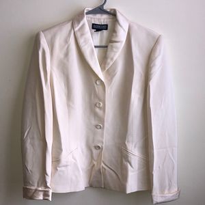 Lands' End Pearl White Silk Suit Coat